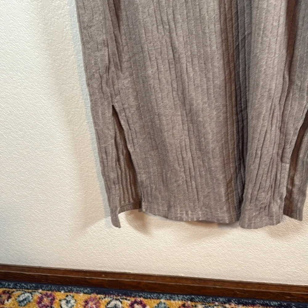 LTS Gray Ribbed Collared MIDI Length Dress Side Slits Size 14